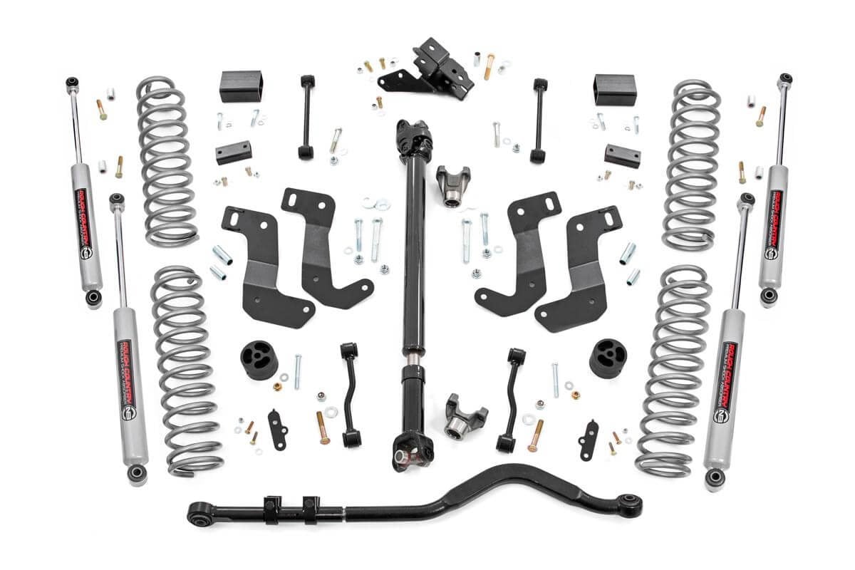 Jeep Wrangler Suspension Lift Kit - Front + Rear - Rough Country - 3.5 Inch Lift Kit | C/A Drop | Tuned Coil Springs - '24-'25